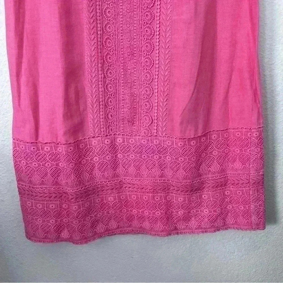 monsoon Linen Dress Shift Dress Salmon Sleeve side slit pockets Size 8 US - Picture 3 of 8